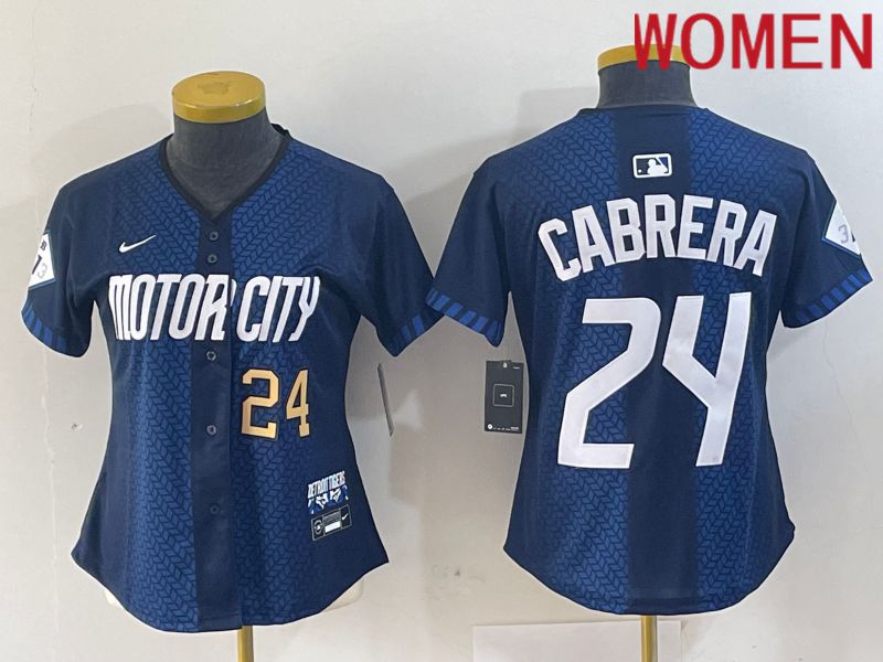 Women Detroit Tigers #24 Cabrera Blue City Edition Nike 2024 MLB Jersey style 3->women mlb jersey->Women Jersey